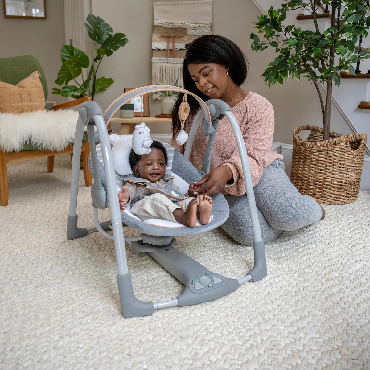 Ingenuity Boutique Collection Deluxe Swing 'n Go Portable Baby Swing - Bella Teddy - Image 9