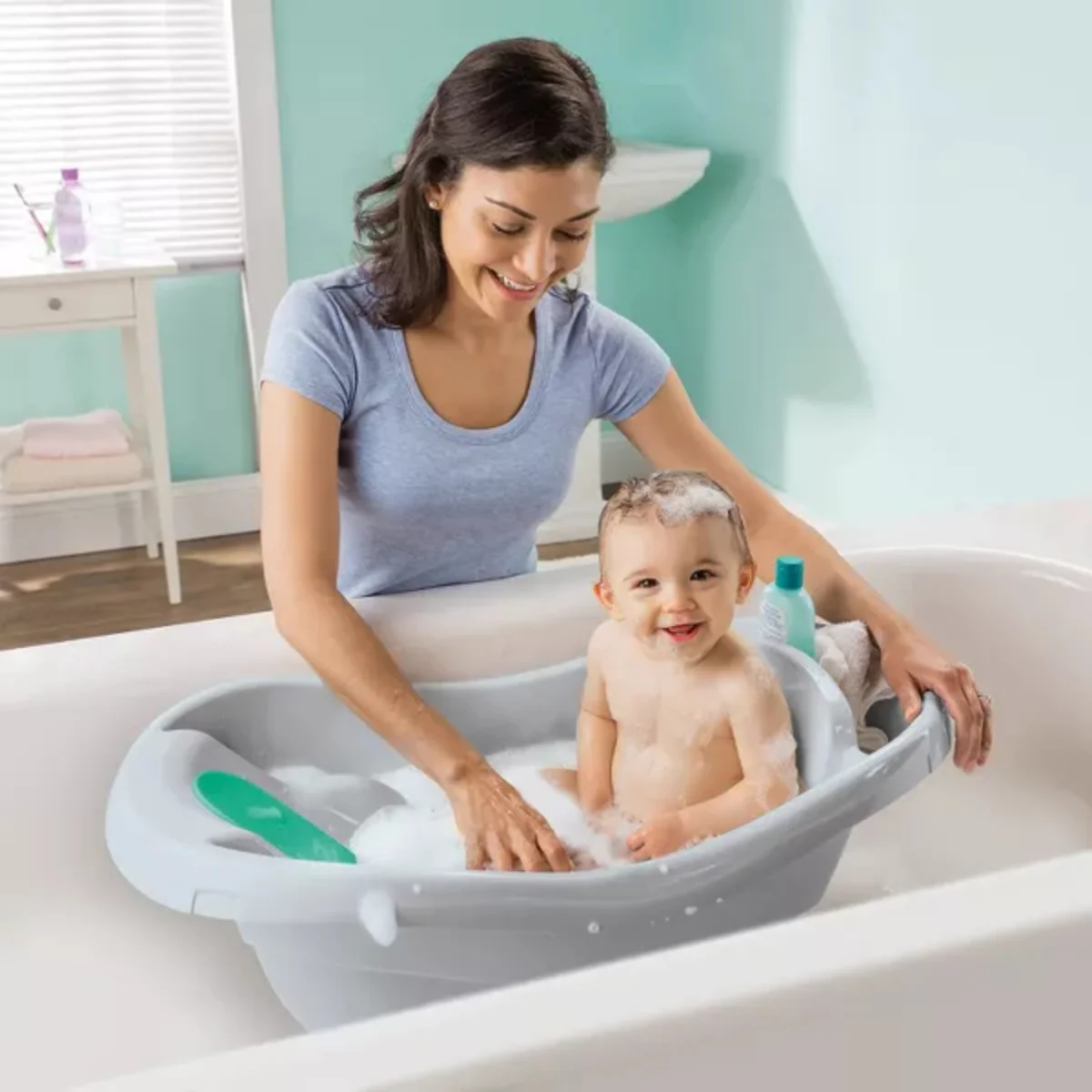 Ingenuity Summer Comfy Clean Deluxe Tub with 3-in-1 Removable Sling and Padded Backrest  - Gray - Image 3