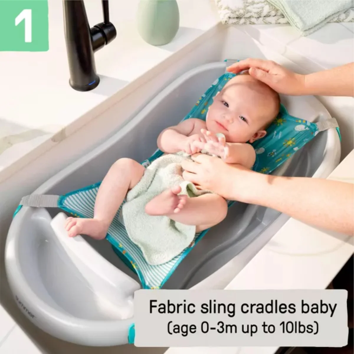 Ingenuity Summer Comfy Clean Deluxe Tub with 3-in-1 Removable Sling and Padded Backrest  - Gray - Image 7