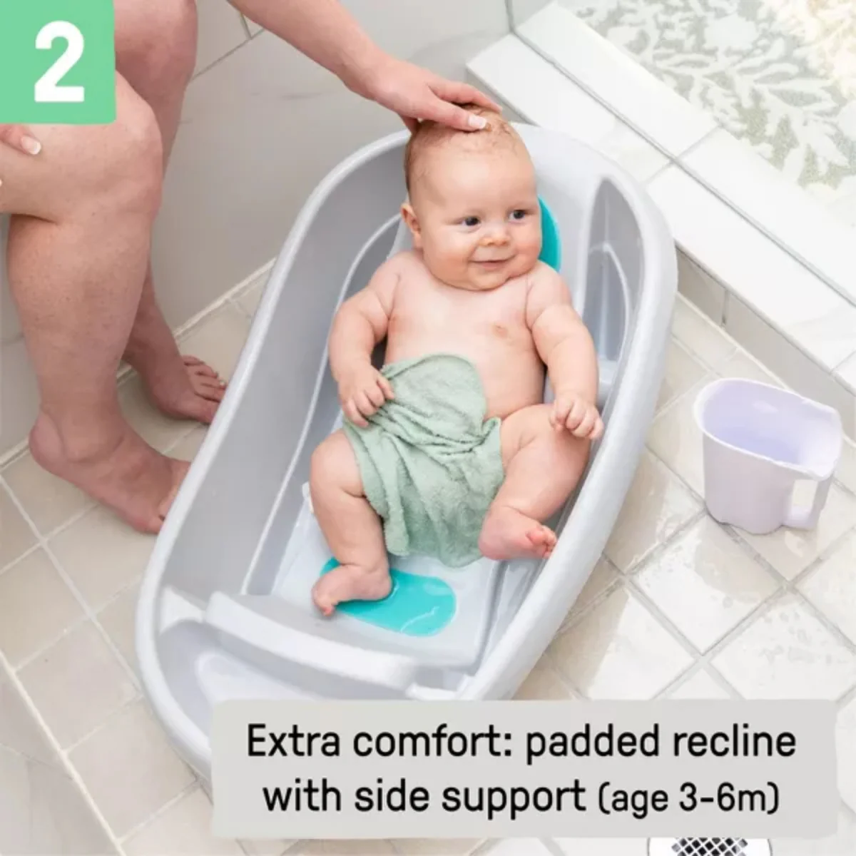Ingenuity Summer Comfy Clean Deluxe Tub with 3-in-1 Removable Sling and Padded Backrest  - Gray - Image 8
