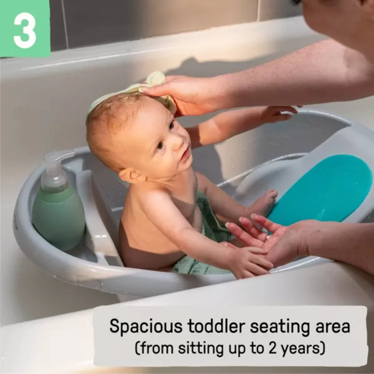 Ingenuity Summer Comfy Clean Deluxe Tub with 3-in-1 Removable Sling and Padded Backrest  - Gray - Image 9