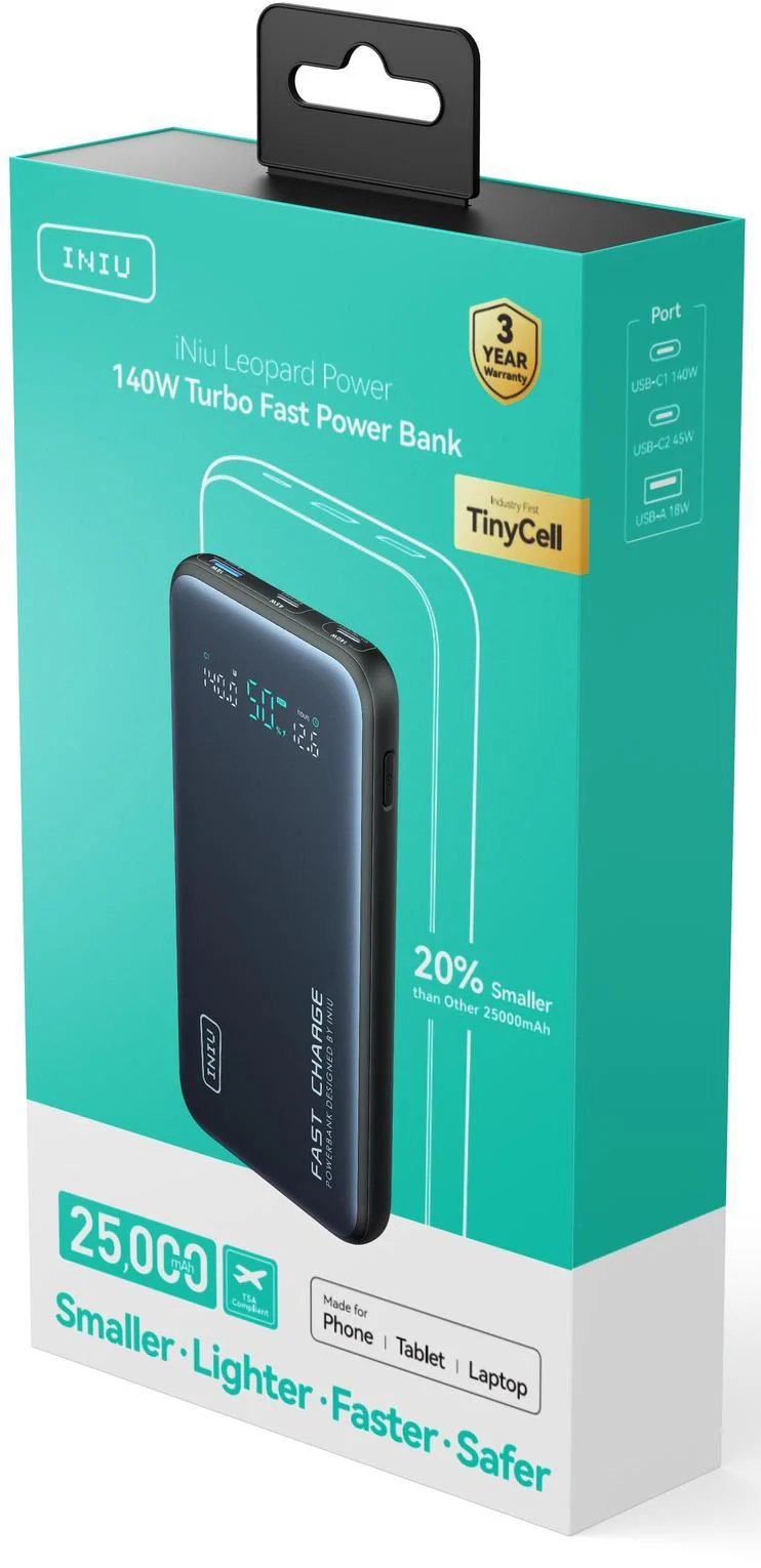 INIU P64-P1 Leopard Power 140 USB-C Power Bank with LED Display 25,000mAh - Image 7