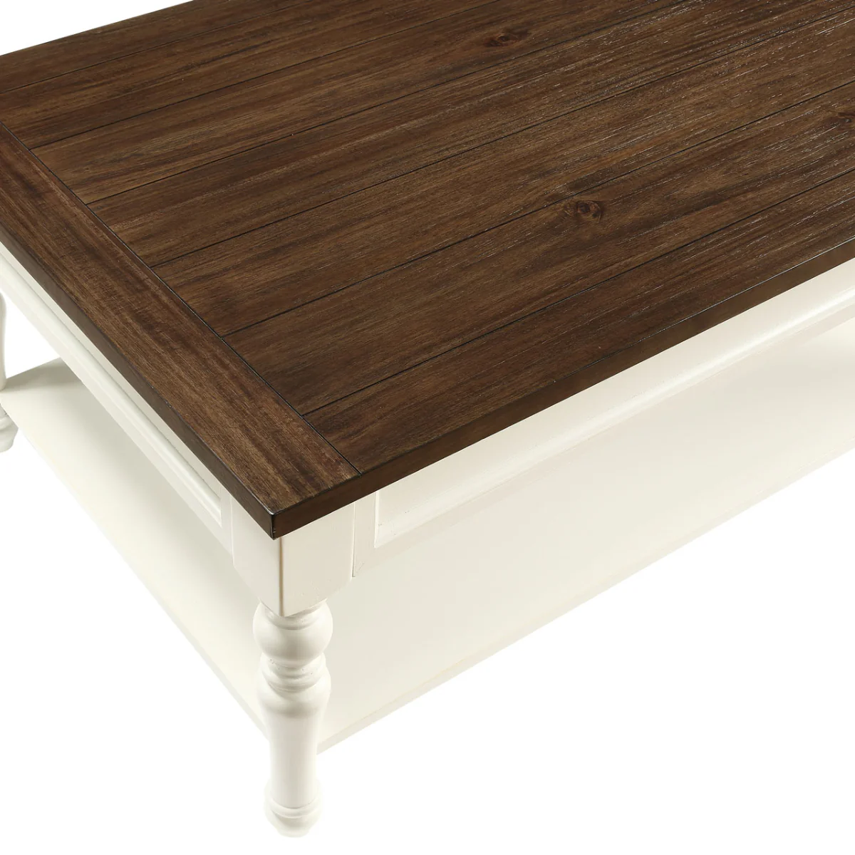 Joanna 48" Coffee Table with Open Shelf and Casters by Steve Silver Company - Ivory/Mocha - Image 4