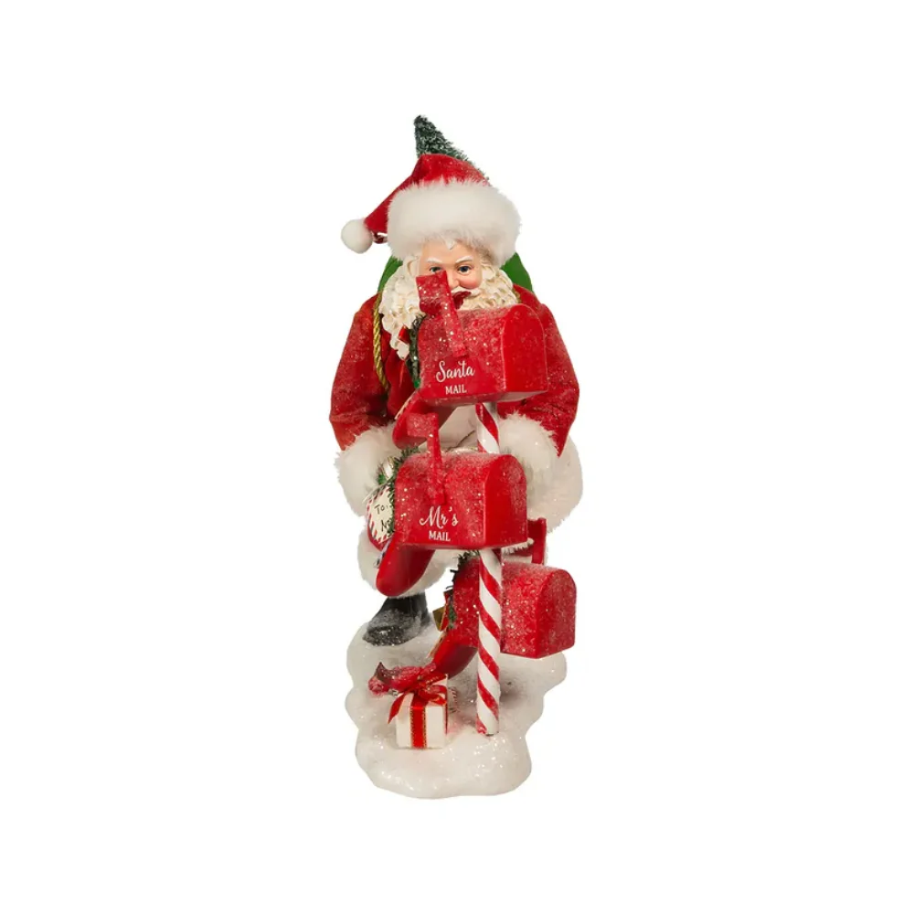 Kurt Adler 10.5" Fabriché Santa with Mailbox, Red/White - Image 2