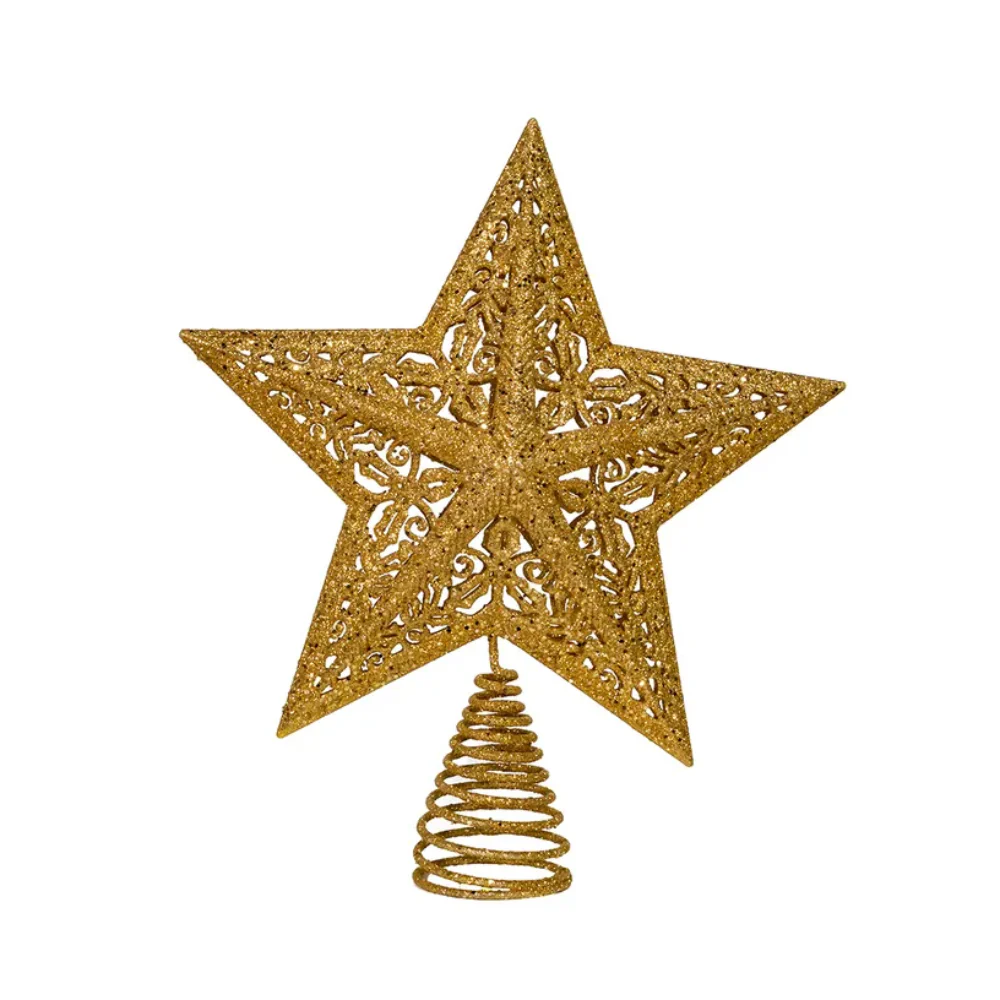Kurt Adler 10" Un-Lit Leaf Star Treetop - Gold - Image 2
