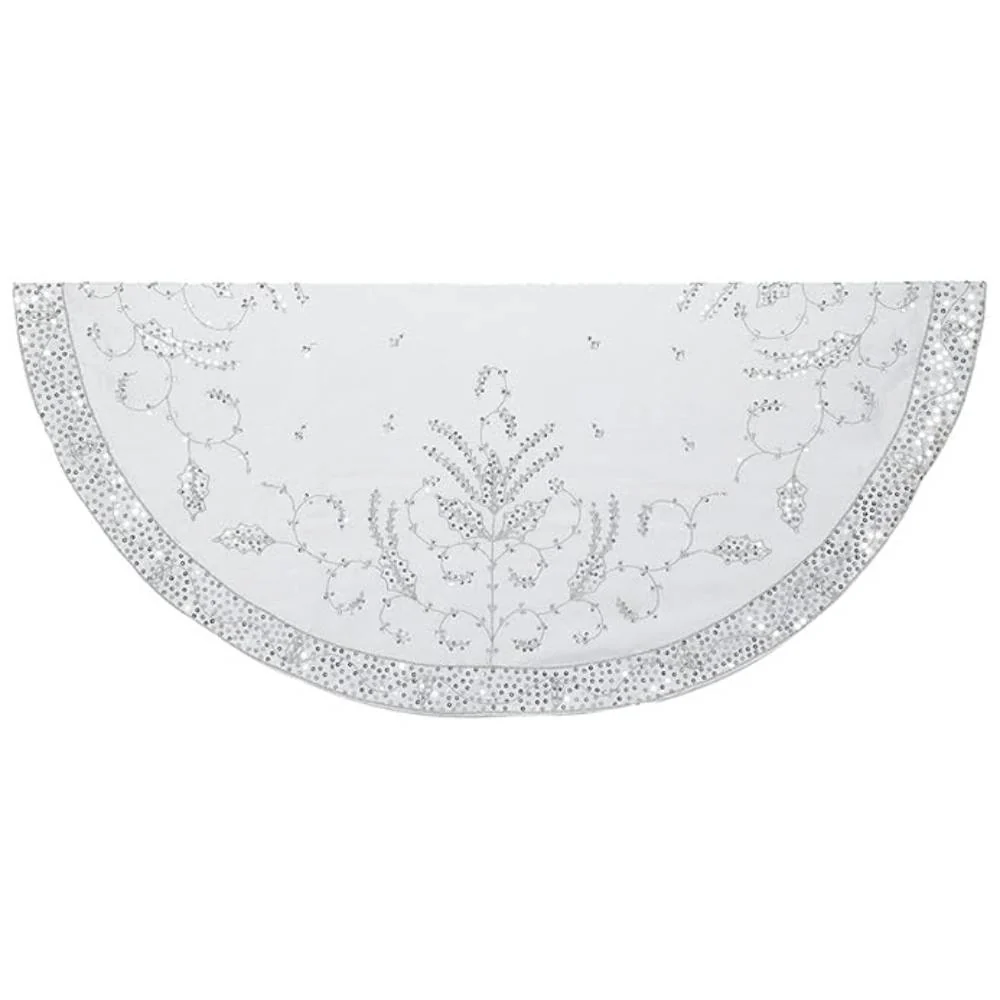 Kurt Adler 48" Tree Skirt - Silver - Image 2