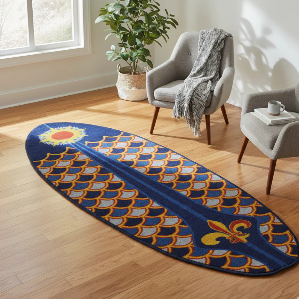 L.A Rugs Surf Time Laguna Surf Oval Area Rug - Blue - Image 4