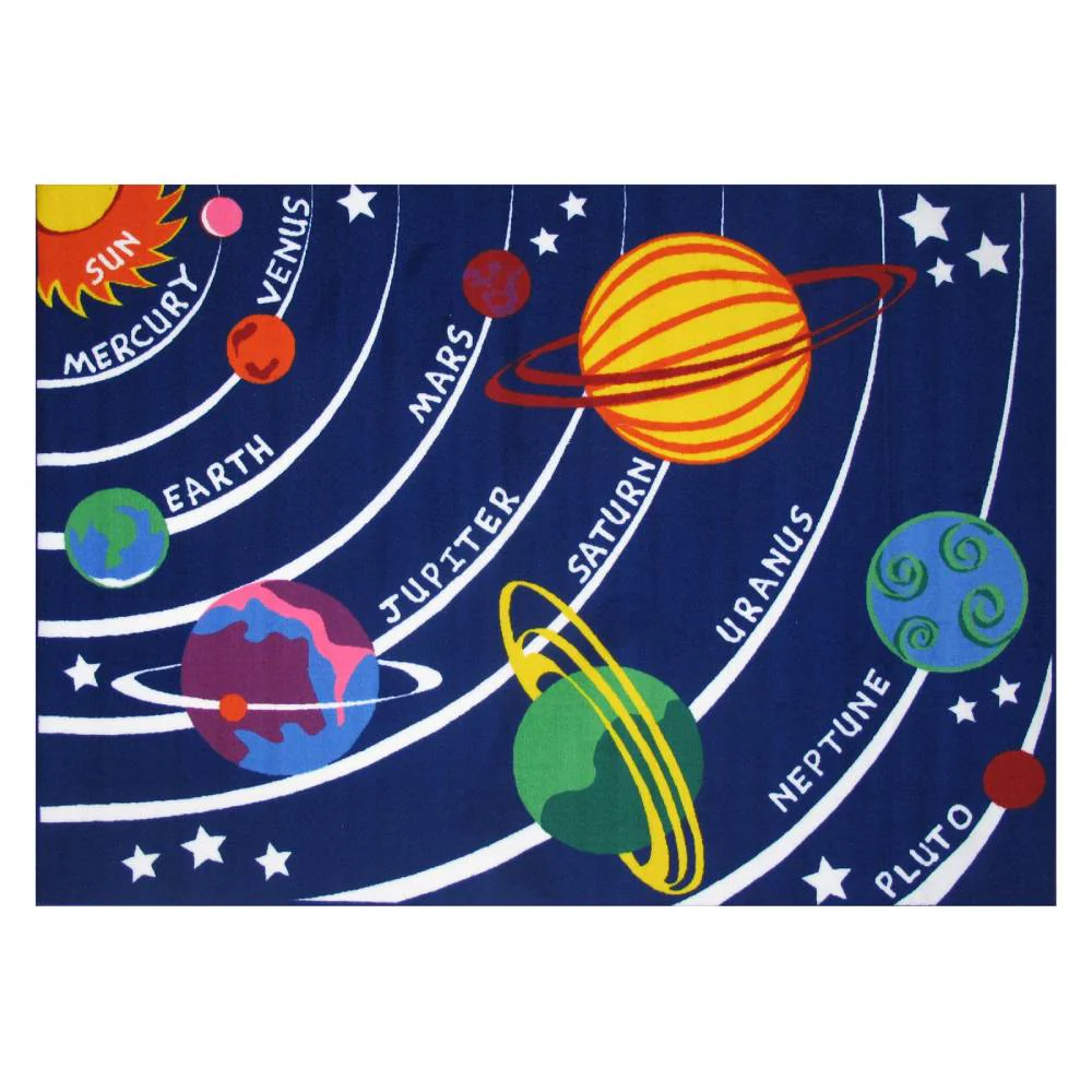 L.A Rugs Fun Time Solar System Rectangular Area Rug - Blue