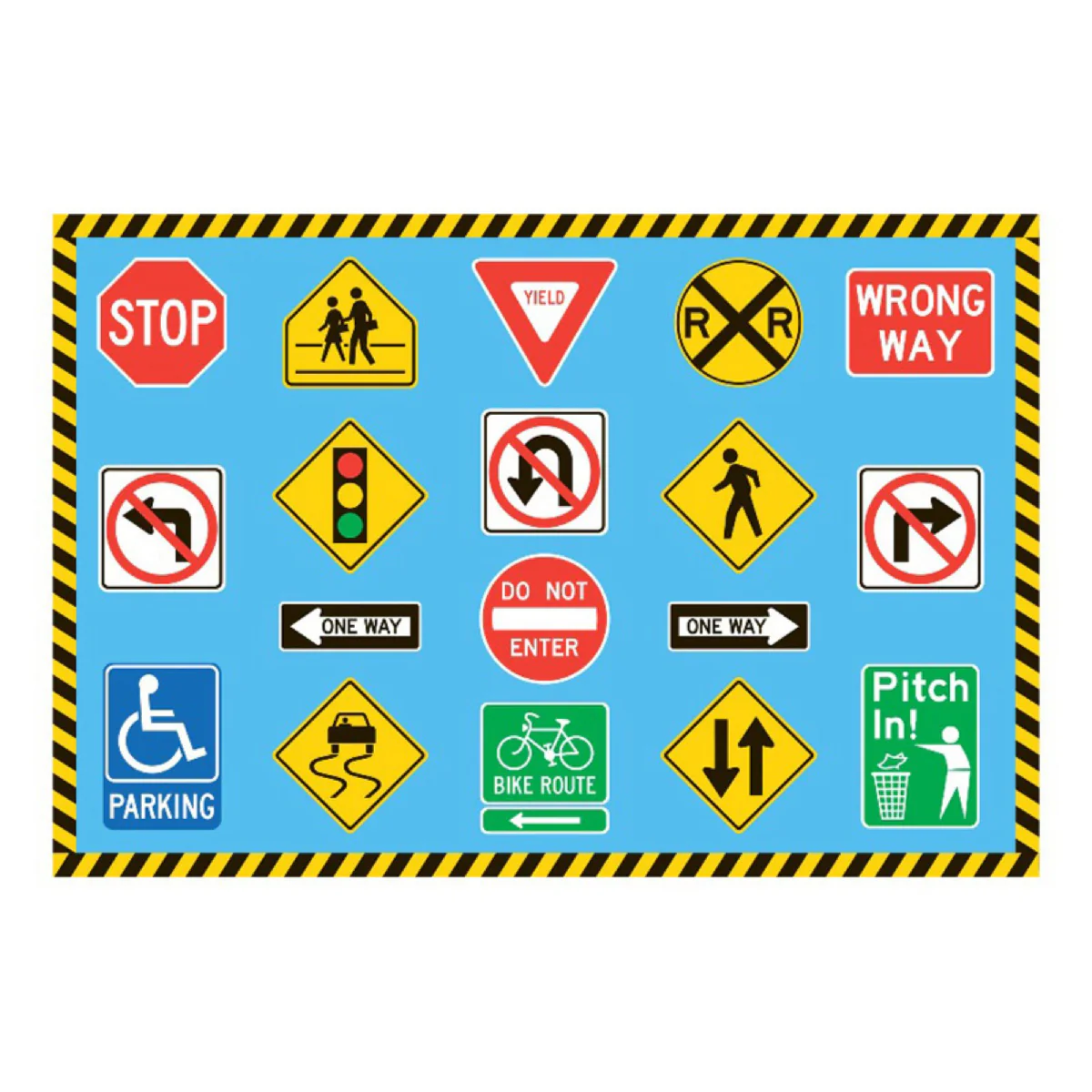 L.A Rugs Fun Time Traffic Signs Rectangular Area Rug - Blue - Image 5