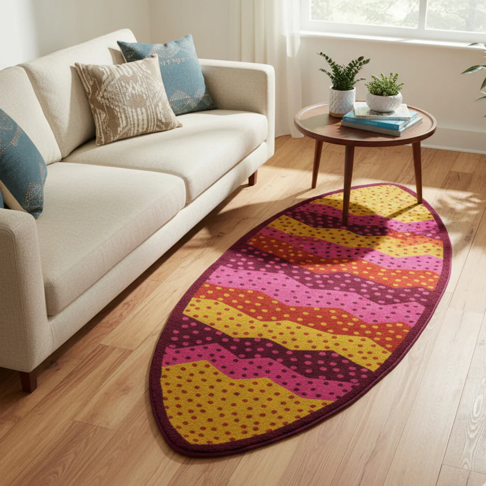 L.A Rugs Surf Time Wavy Sea Oval Area Rug - Image 4