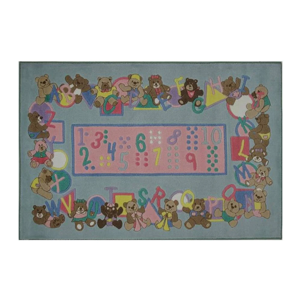 L.A Rugs Teddies and Letters Rectangular Area Rug - Blue