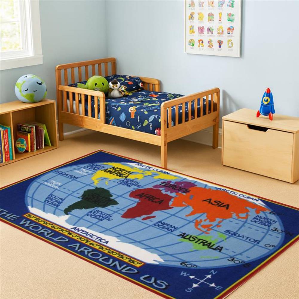 L.A Rugs Fun Time World Map Rectangular Area Rug - Blue - Image 4