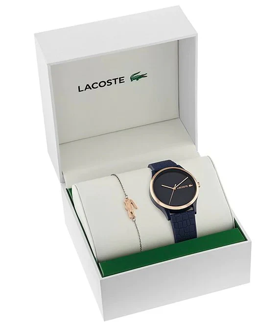 Lacoste Crocodile Women's 36mm Quartz Strap Watch with Black Bracelet - Navy Silicone - Image 2