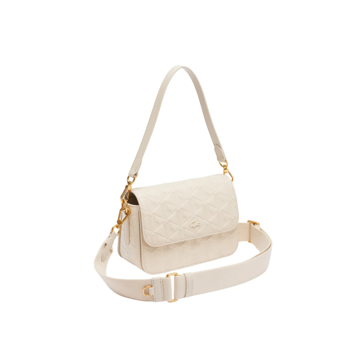 Lacoste Maheki Embossed Shoulder Bag - Bone White - Image 3