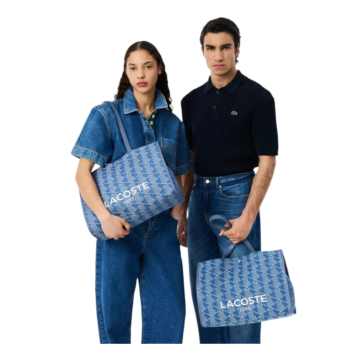 Lacoste Unisex Mono Jacquard Heritage Tote Bag with Adjustable Strap - Blue - Image 6