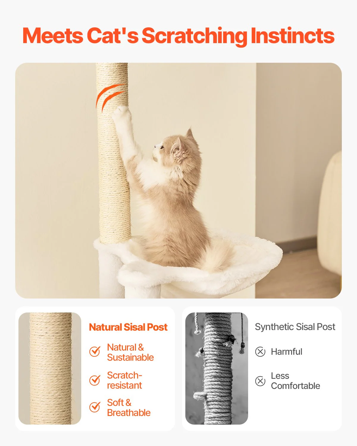 Large Cat Tree 68.9" Tall Cat Tower Multi-level Cat Condo Indoor Play House - Image 2