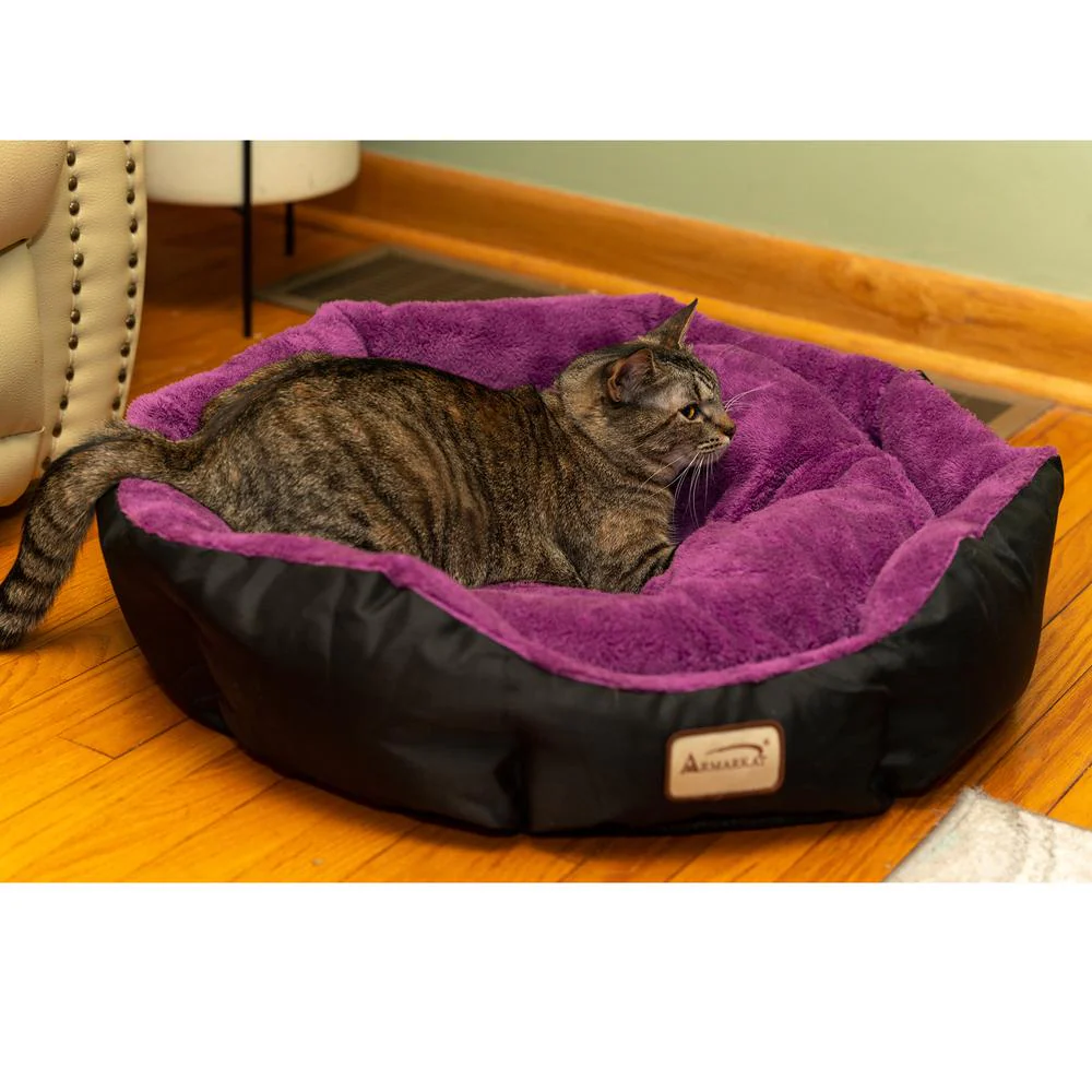 Large, Soft Cat Bed In Purple And Black - Image 10