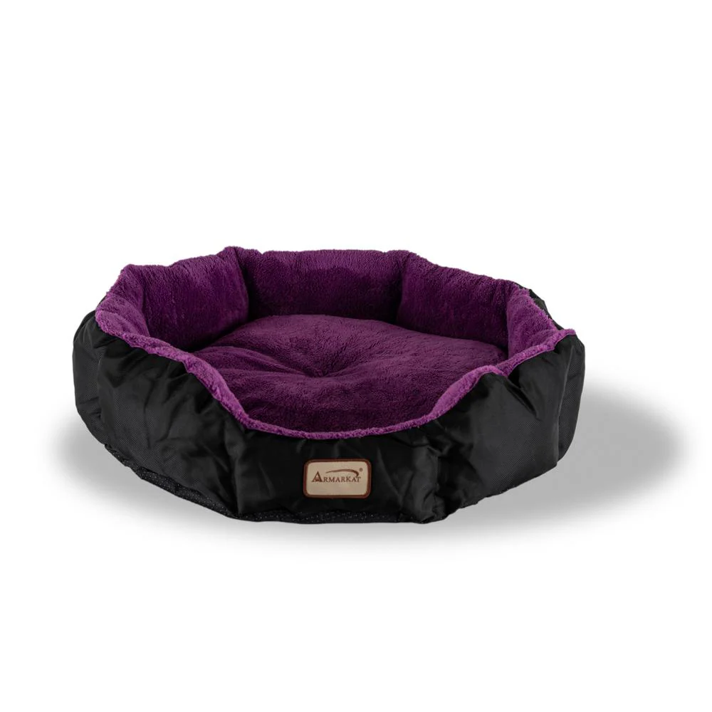 Large, Soft Cat Bed In Purple And Black - Image 6