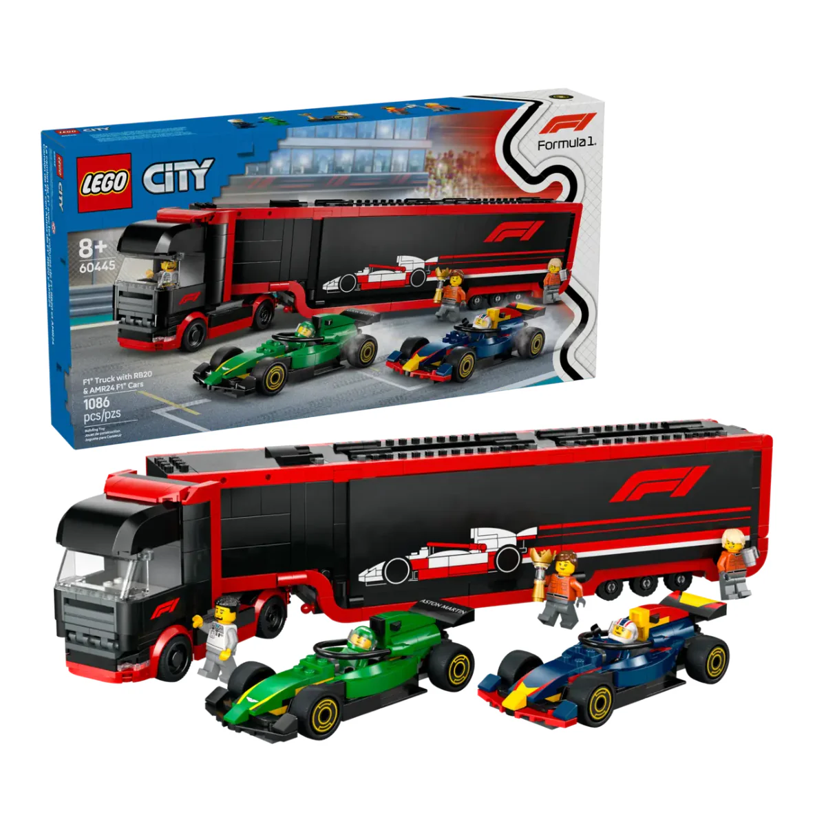 LEGO F1 Truck with RB20 and AMR24 Cars Building Toy Set (1086-Pieces) - Image 8