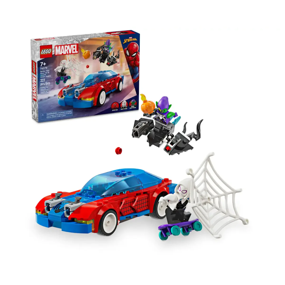 LEGO Marvel Spider-Man Race Car & Venom Green Goblin Building Toy Set (227-Pieces) - Image 7