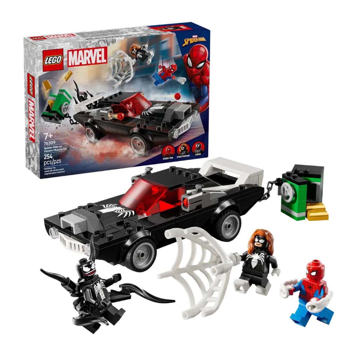 LEGO Marvel Spider-Man vs Venom Muscle Car Building Toy with 3 Minifigures (254-Pieces) - Image 6
