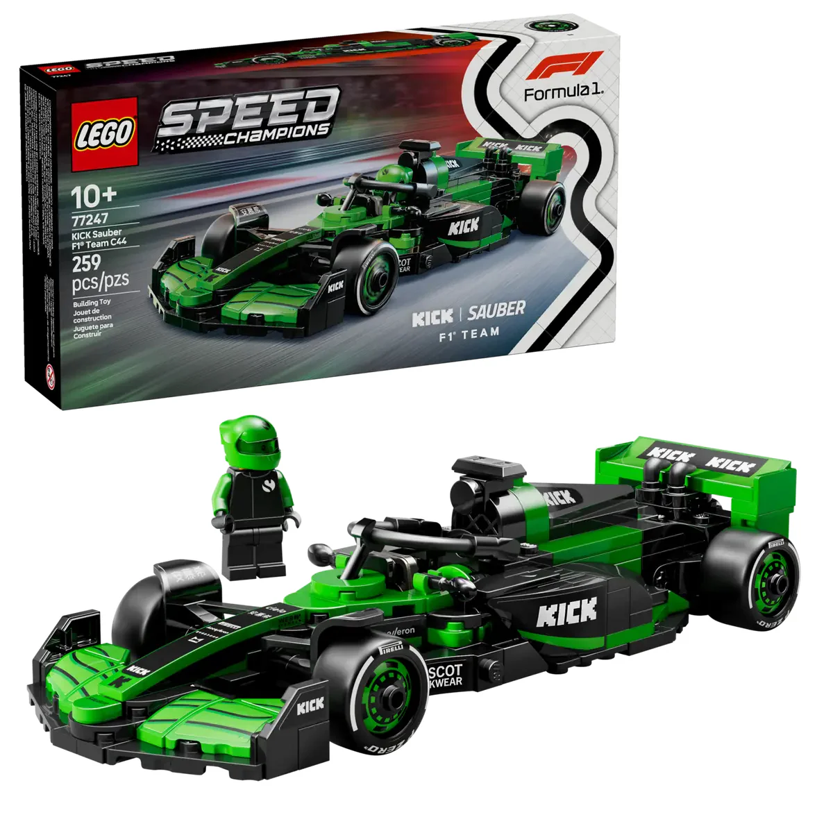 LEGO Speed Champions KICK Sauber F1 Team C44 Race Car Building Toy Set (259-Pieces) - Image 6