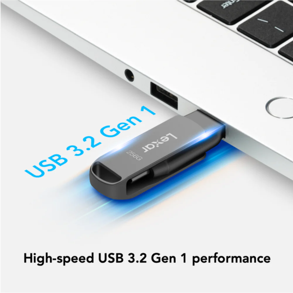 Lexar LJDD400 256GB JumpDrive D400 USB 3.2 Gen 1 Type-C Dual Drive - Gray - Image 2