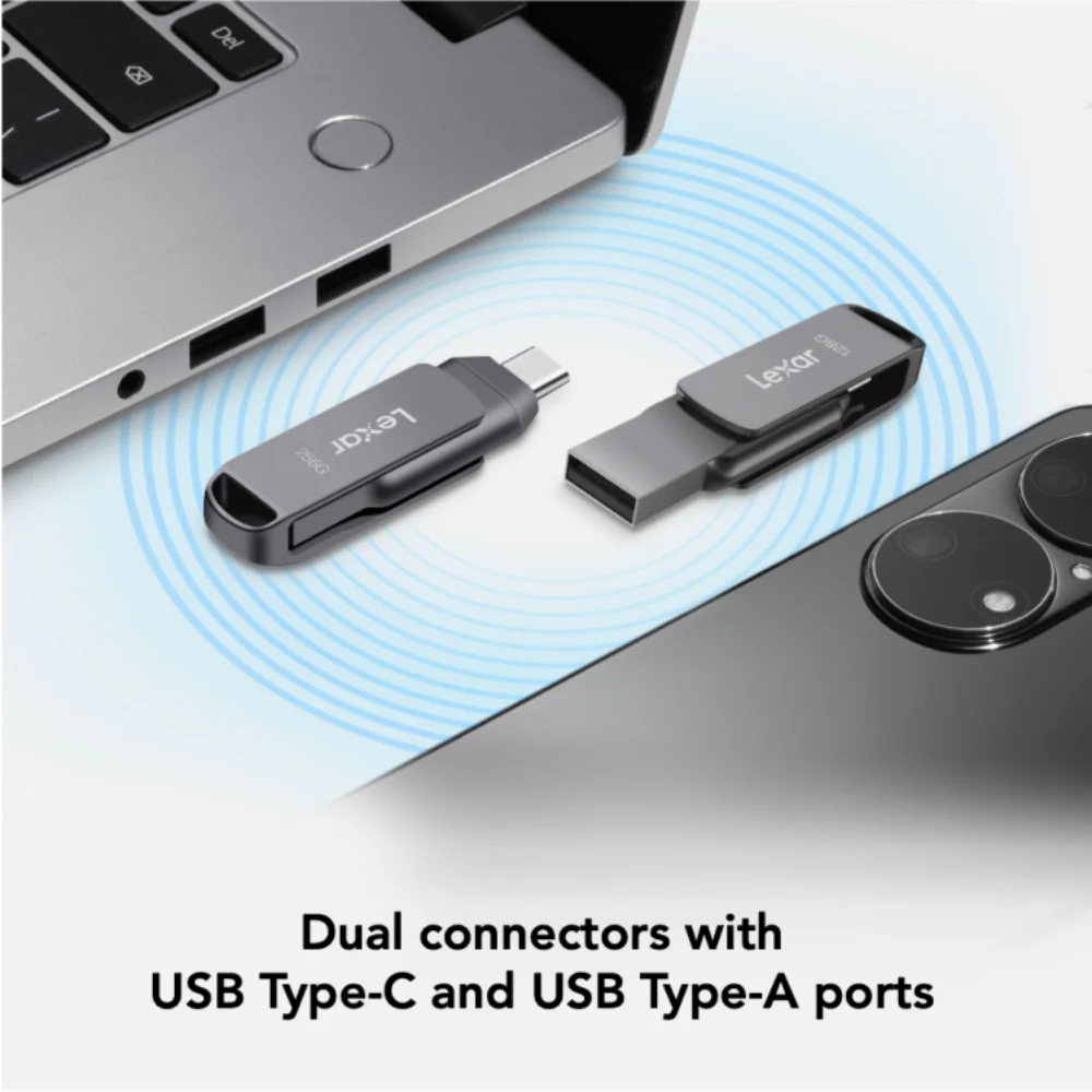 Lexar LJDD400 256GB JumpDrive D400 USB 3.2 Gen 1 Type-C Dual Drive - Gray - Image 3