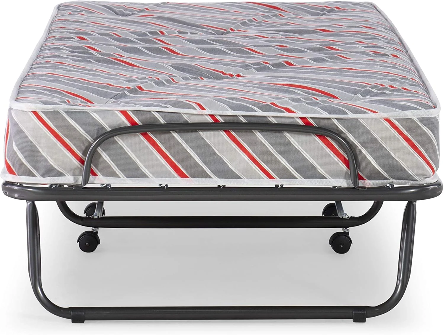 Linon Twin Mattress 5"  Metal Frame Torino Rollaway Folding Guest Bed - Gray - Image 3