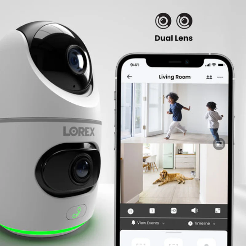 Lorex - 2K Dual Lens Indoor Pan-Tilt Wi-Fi Security Camera - Image 5