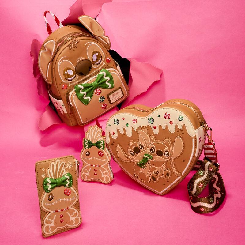 Loungefly Stitch Scented Angel & Stitch Gingerbread Heart Crossbody Bag With Coin Bag - Multicolor - Image 7