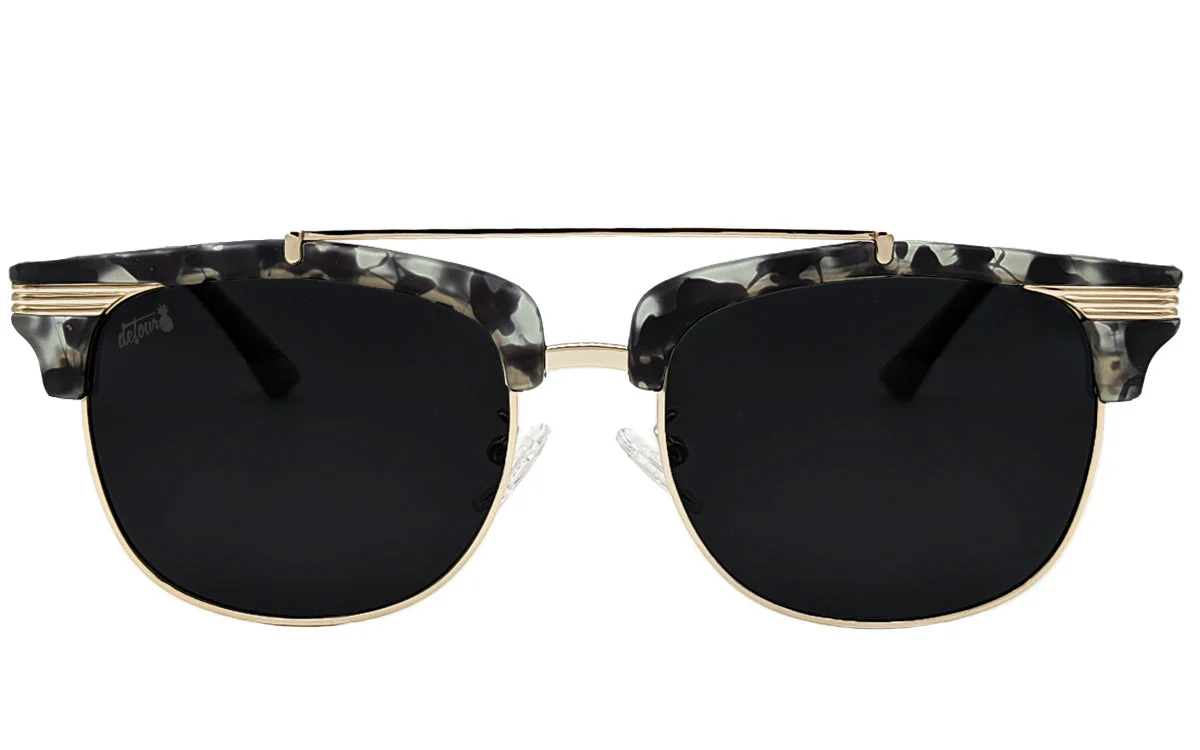 Matte Gray Tortoise Shell Gold - Jet Black Lens Polarized - Castaway - Image 2