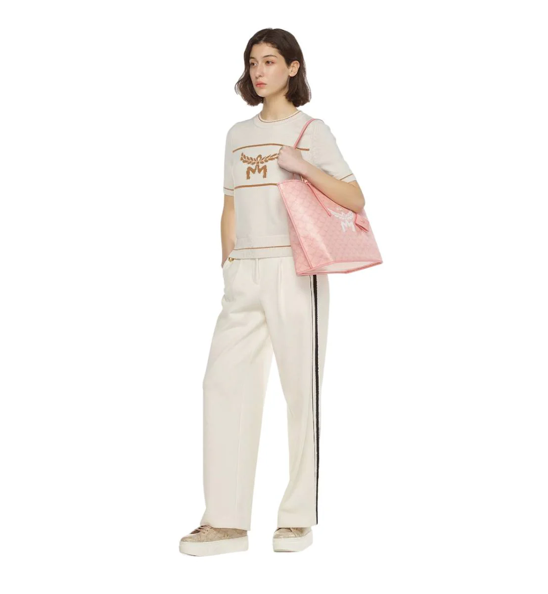 MCM Lauretos Medium Himmel Shopper - Silver Pink - Image 6