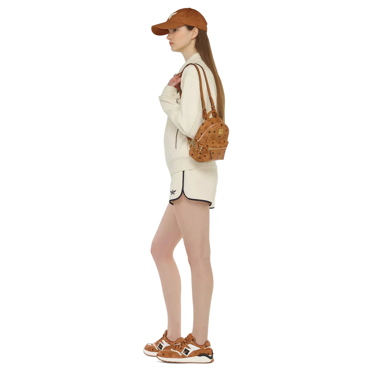 MCM Visetos X-Mini Stark Bebe Boo Side Studs Backpack - Cognac - Image 6