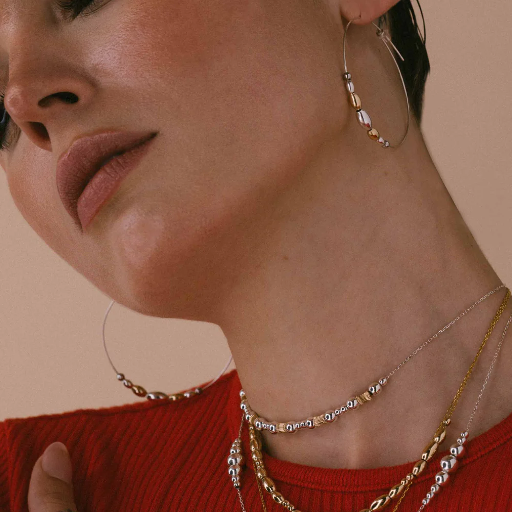 Metal Alchemist Alchemy Beaded Hoops Earrings - Image 2