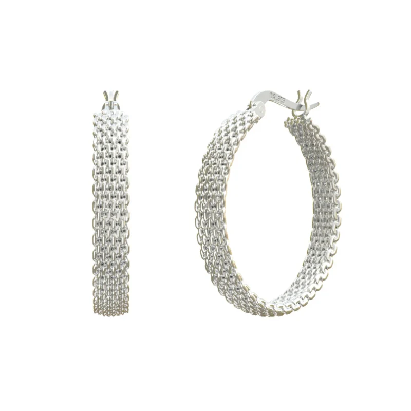Metal Alchemist Woven Armor Hoop Earring in 925 Sterling Silver - Image 7