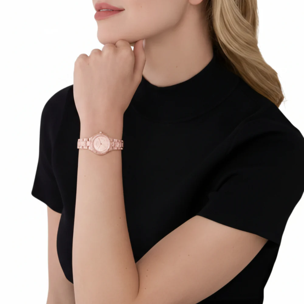 Michael Kors Petite Camille Women's 26mm Rose Gold Analog Bracelet Watch - Pink Dial - Image 5