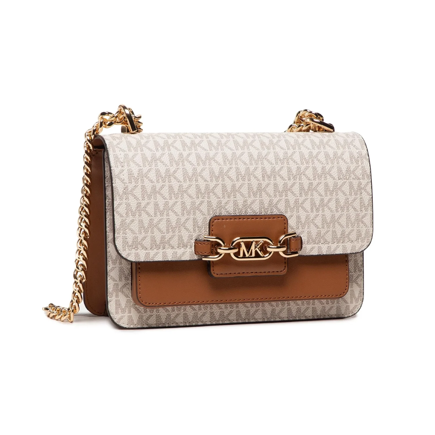 Michael Kors Heather Large Shoulder Bag - Vanilla/Acorn - Image 3