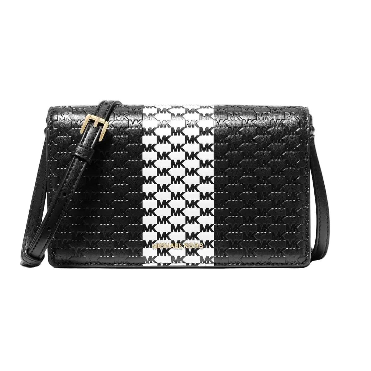 Michael Kors Jet Set Medium Flap Crossbody Bag - Black/Optic White