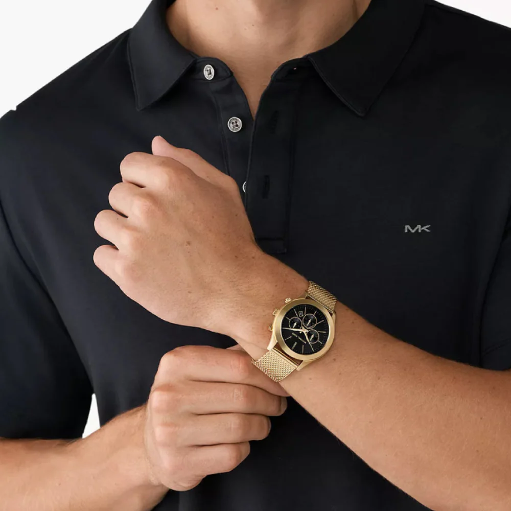 Michael Kors Slim Runway Men's 44mm Analog Gold Bracelet Watch - Black Dial - Image 4