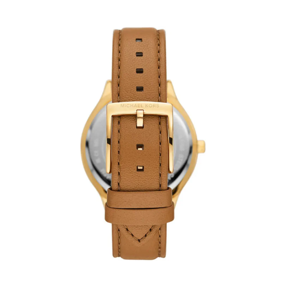 Michael Kors Slim Runway Women's 38mm Brown Strap Watch - White Dial - Image 3