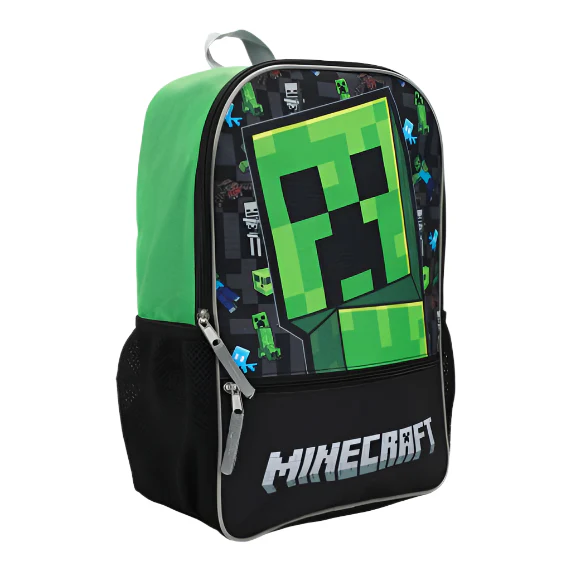 Minecraft 16" Creeper Backpack with Adjustable Strap - Blue/Green - Image 2