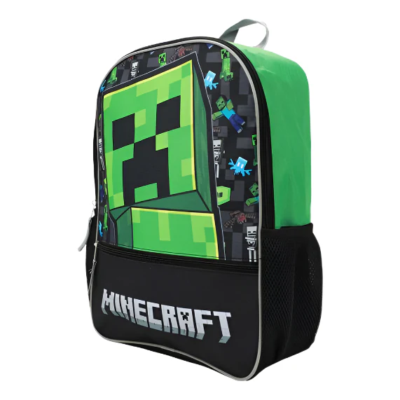Minecraft 16" Creeper Backpack with Adjustable Strap - Blue/Green - Image 3