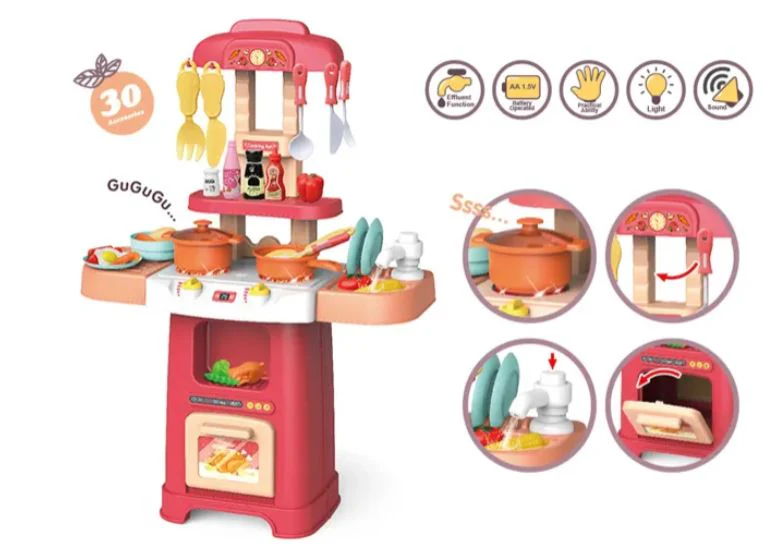 Modern Electronic Play Kitchen with 30 pcs - Image 4