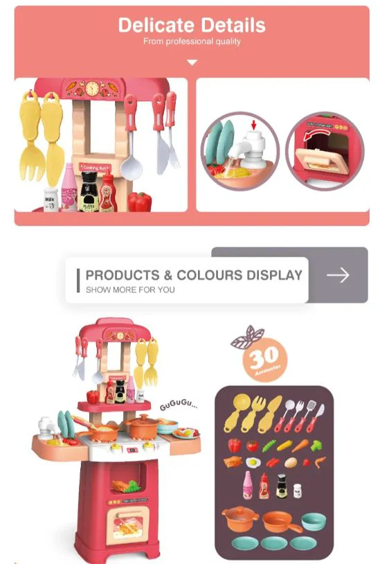 Modern Electronic Play Kitchen with 30 pcs - Image 5