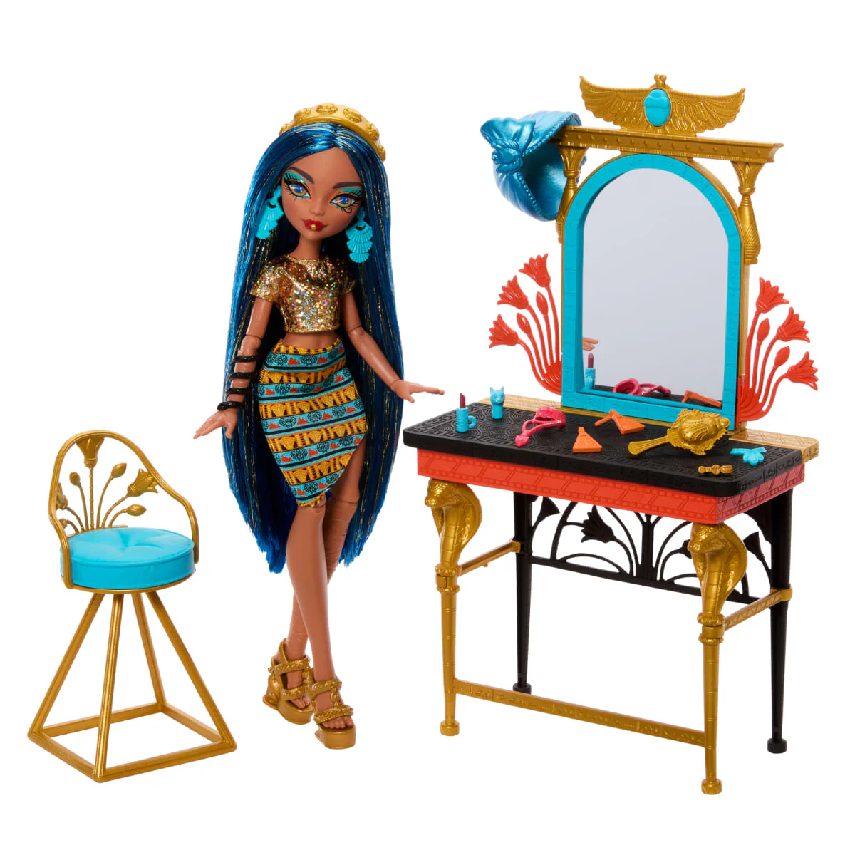 Monster High Cleo de Nile Doll Self-Scare Day Playset with Vanity Accessories - Image 2