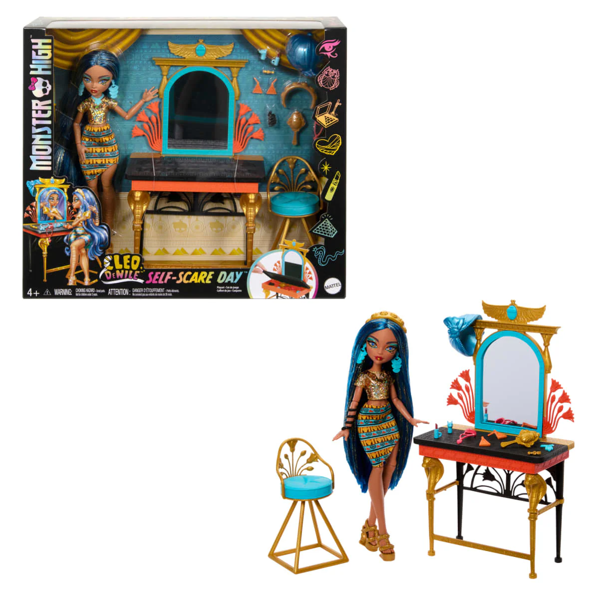 Monster High Cleo de Nile Doll Self-Scare Day Playset with Vanity Accessories - Image 5