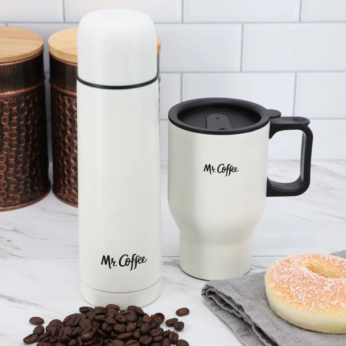 Mr.Coffee Javelin Thermal Bottle and Travel Mug Set (2 - Pieces) - White - Image 4