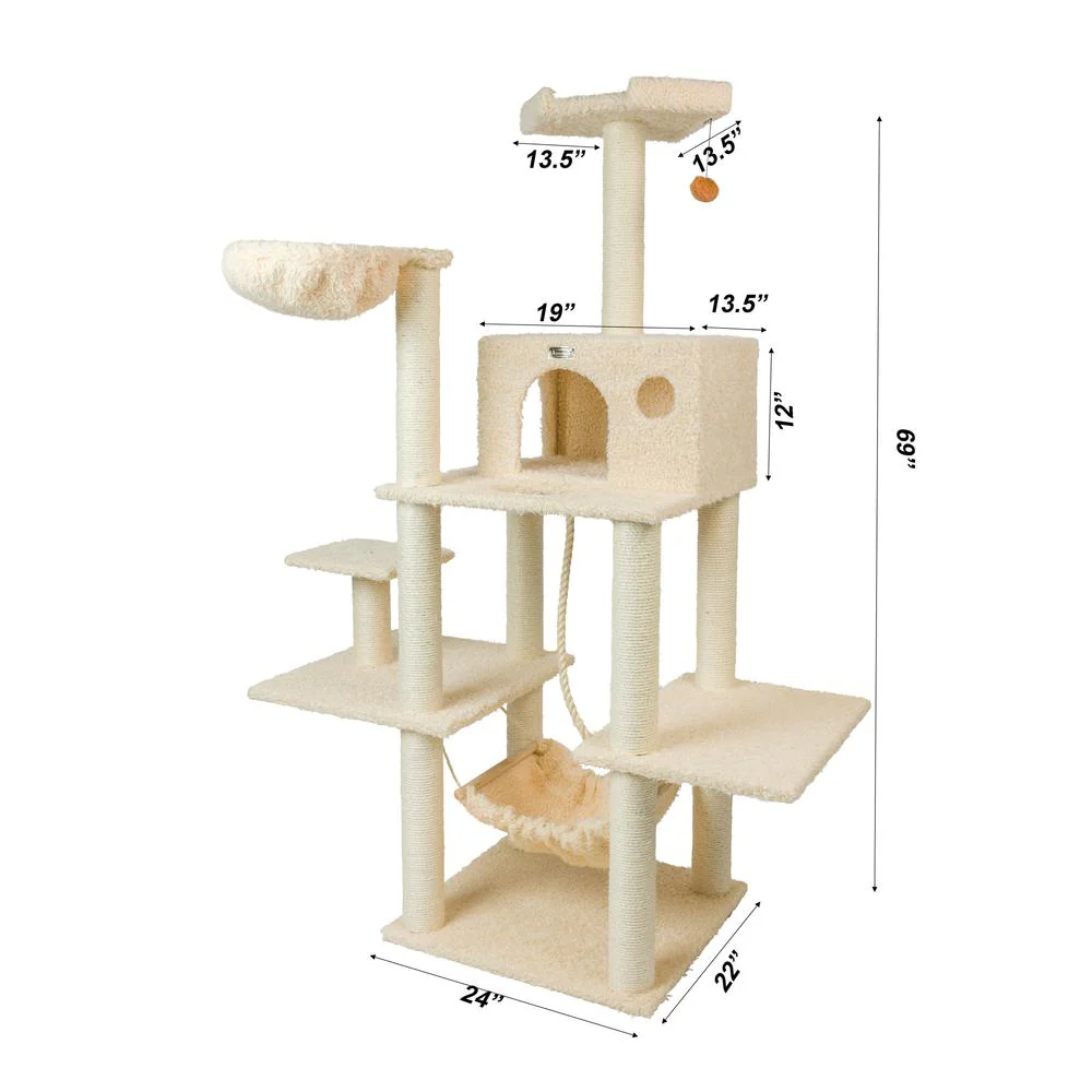 Mult -Level Real Wood Cat Tree Hammock Bed, Climbing Center For Cats And Kittens - Image 11