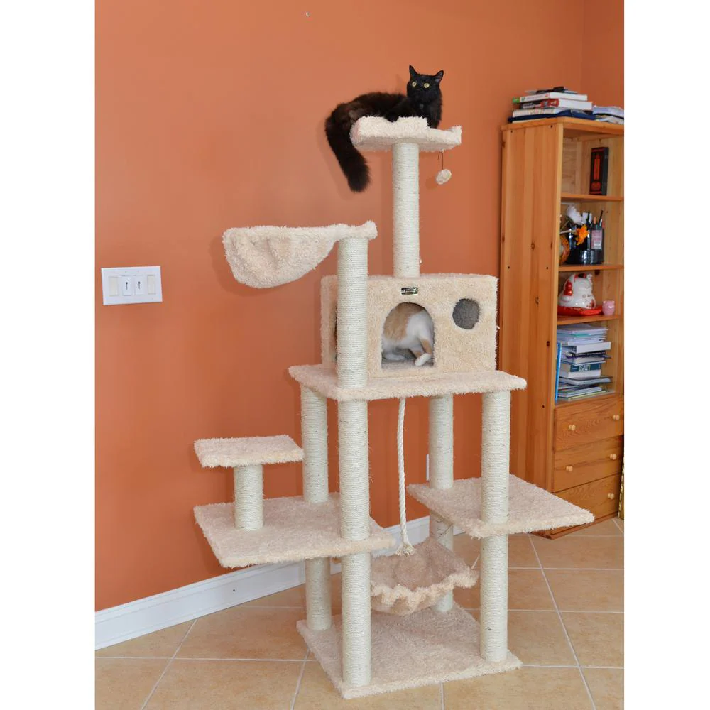 Mult -Level Real Wood Cat Tree Hammock Bed, Climbing Center For Cats And Kittens - Image 12